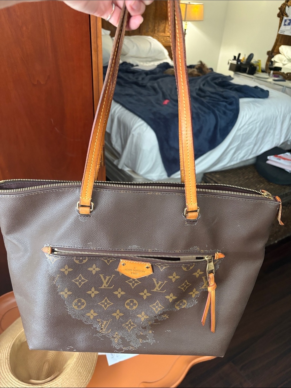 Louis Vuitton Brown Monogram Lena MM Tote with Tan Straps